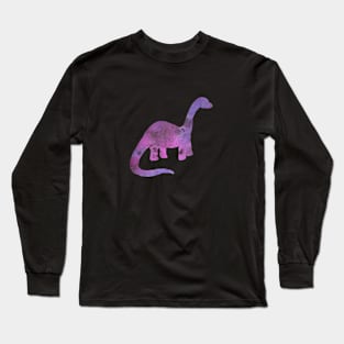 purple and pink watercolor brachiosaurus dinosaur Long Sleeve T-Shirt